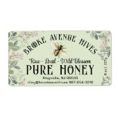 Waterverf Meadow Flowers en Honeybee Honey Label (Voorkant)