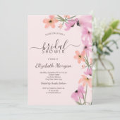 Waterverf Meadow Pink Boho Flowers Kaart (Staand voorkant)
