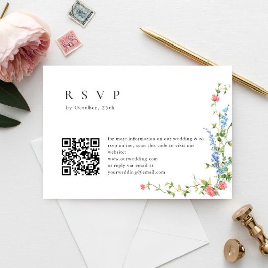 Waterverf Meadow Wildflower Bohemian Bruiloft RSVP