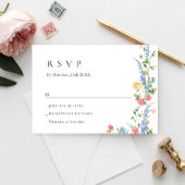 Waterverf Meadow Wildflower Bohemian Bruiloft RSVP Kaartje