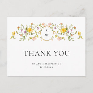 Waterverf Meadow Wildflower Boho Dank u Briefkaart