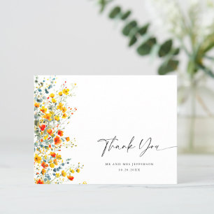 Waterverf Meadow Wildflower Boho Dank u Briefkaart