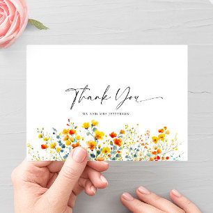 Waterverf Meadow Wildflower Boho Dank u Briefkaart
