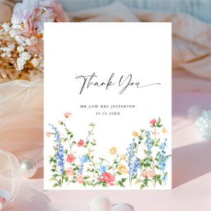 Waterverf Meadow Wildflower Boho Dank u Briefkaart