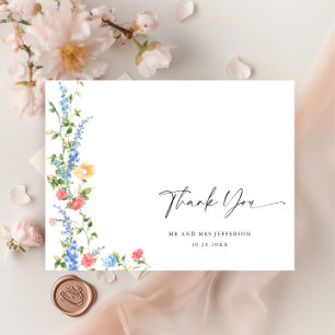 Waterverf Meadow Wildflower Boho Dank u Briefkaart