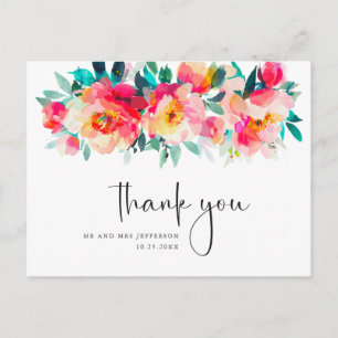 Waterverf Meadow Wildflower Boho Dank u Briefkaart