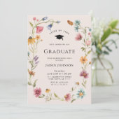 Waterverf Meadow Wildflower Boho Graduation Party Kaart (Staand voorkant)