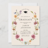 Waterverf Meadow Wildflower Boho Graduation Party Kaart (Voorkant)