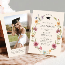 Waterverf Meadow Wildflower Boho Graduation Party