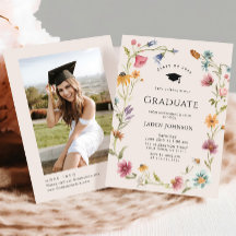 Waterverf Meadow Wildflower Boho Graduation Party