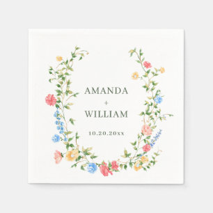 Waterverf Meadow Wildflower Boho Wedding Servet