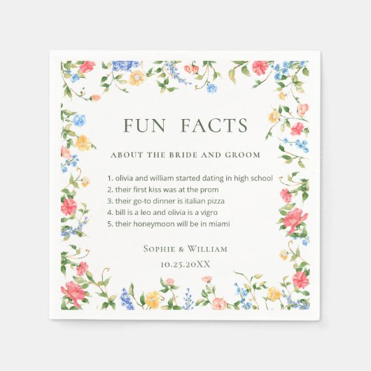 Waterverf Meadow Wildflower Boho Wedding Servet (Voorkant)