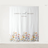 Waterverf Meadow Wildflower bruiloft achtergrond Wandkleed (Voorkant)