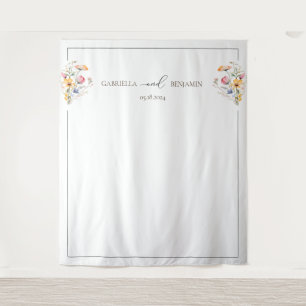 Waterverf Meadow Wildflower bruiloft achtergrond Wandkleed