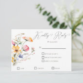 Waterverf Meadow Wildflowers Bruiloft RSVP Kaartje (Staand voorkant)
