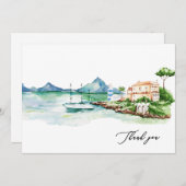 Waterverf Mediterraan Landschap Custom Name Bedankkaart (Voorkant / Achterkant)