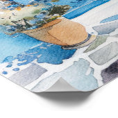 Waterverf Mediterraans Kustreizen Wall Art Poster (Hoek)