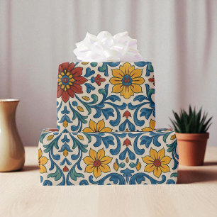 Waterverf Mediterrane Bloemen Moderne Zomer Cadeaupapier