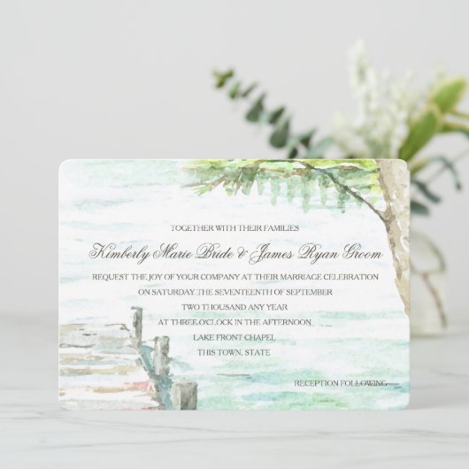 Waterverf Meer en Boat Dock Kaart (Staand voorkant)