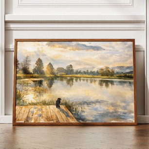 Waterverf Meer Natuur Scene Thuiskantoor Kunstprin Poster