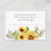 Waterverf Meisje Boho Zonnebloem Herfst Luier Raff Informatiekaartje (Achterkant)