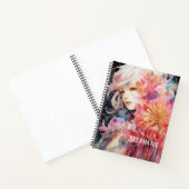 Waterverf meisje, heldere kleuren, aangepaste naam notitieboek (Binnen)