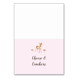 Waterverf Meisje Herten Paddenstoelen Buffet Eten  Kaart