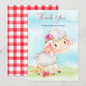 Waterverf Meisje Schaap Boerderij Bedankkaart (Voorkant / Achterkant)