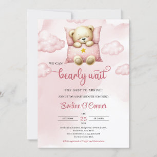 Waterverf meisje we kunnen bearly wachten op baby kaart