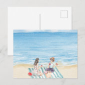 Waterverf meisjes vibing op het strand briefkaart (Voorkant / Achterkant)