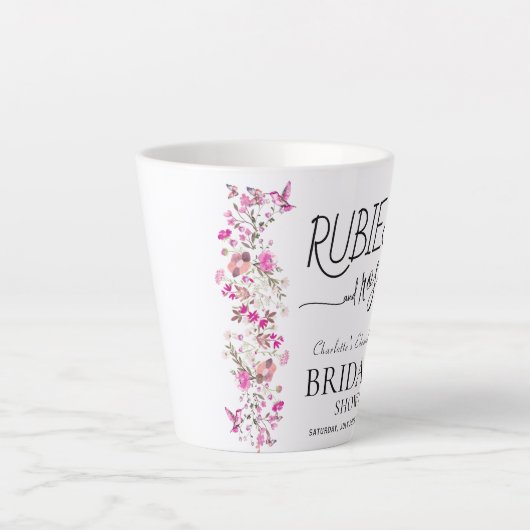 Waterverf Meisjesachtig Schrift Ruby Rose Bruidsui Latte Mok (Voorkant)