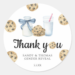 Waterverf Melk & Koekjes Bedankt geslacht onthulli Ronde Sticker