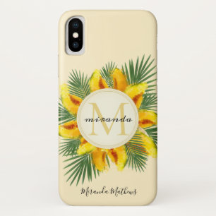 Waterverf Melon Tropical Leaves Wreatmonogram iPhone X Hoesje