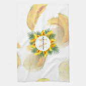 Waterverf Melon Tropical Leaves Wreatmonogram Theedoek (Verticaal)