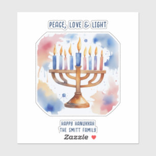 Waterverf Menorah Happy Chanoeka Sticker