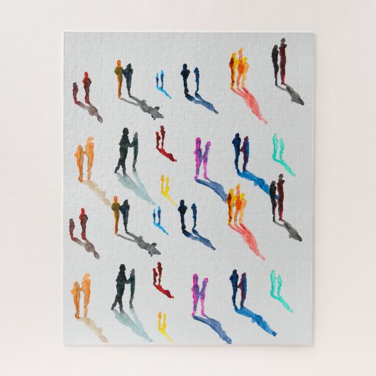 Waterverf mensen vinden kunst legpuzzel (Verticaal)