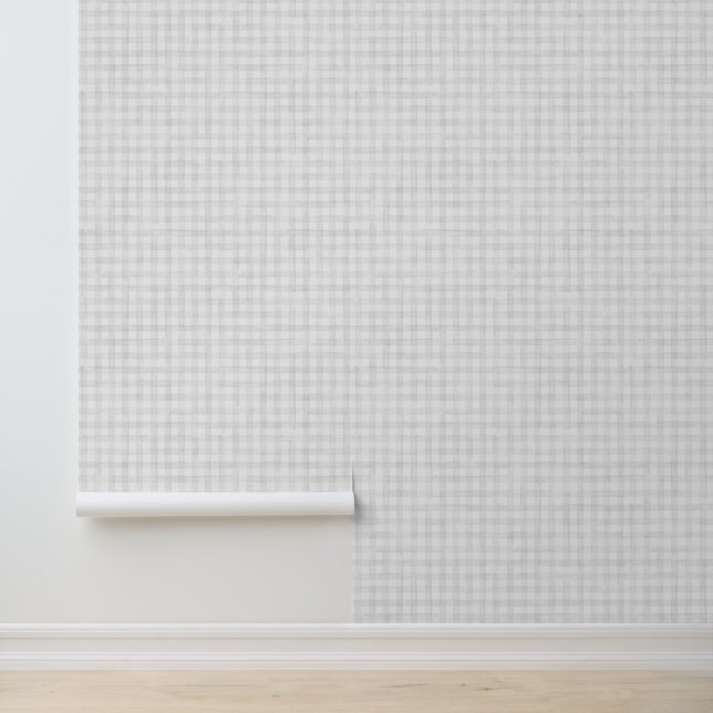 Waterverf Mercury grijs gingham patroon Behang (Applicatie)
