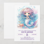 Waterverf Mermaid Fantasy Baby shower Kaart (Voorkant / Achterkant)