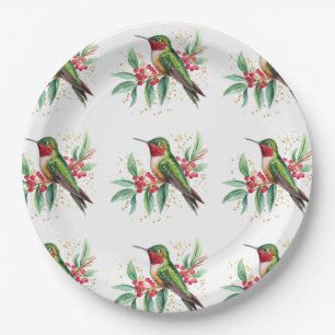 Waterverf Merry Christmas Hummingbird Papieren Bordje