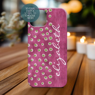 Waterverf Messy Fun Polka Dots limoen warme roze Case-Mate iPhone 14 Hoesje