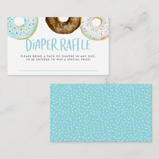 Waterverf met blauw en chocolade Donuts Diaper Raf Informatiekaartje (Voorkant / Achterkant)