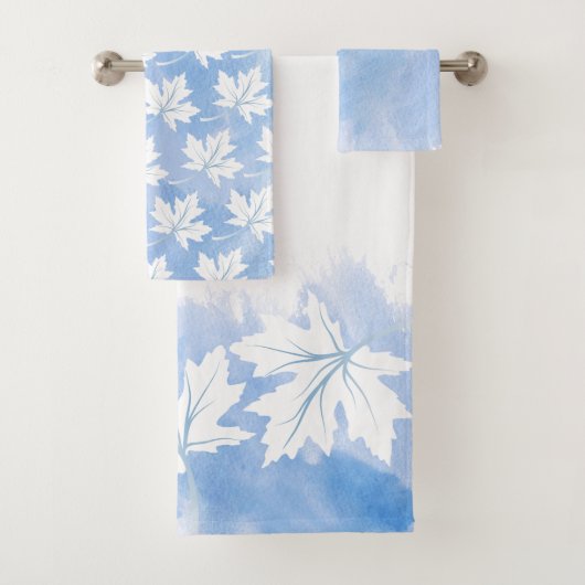 Waterverf met blauw esblad bad handdoek (Insitu)