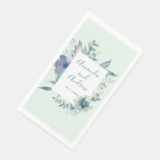 Waterverf met blauwe Floral speciale Servet (Hoek)