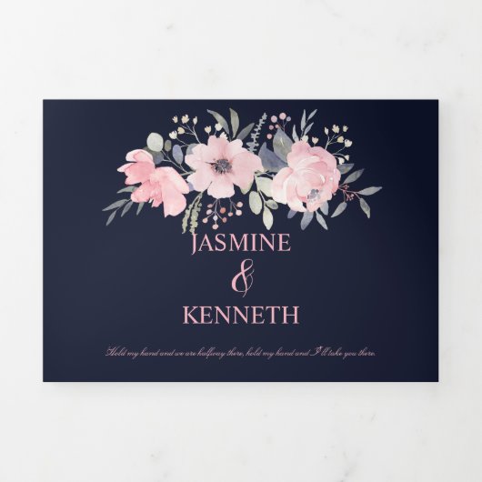 Waterverf met blote roze en marineslag drieluik uitnodiging (Cover)