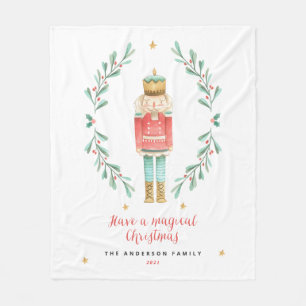 Waterverf met botanische schattige kerstpoten fleece deken