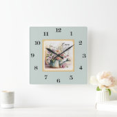 Waterverf met citaat Vierkante Klok (Huis)