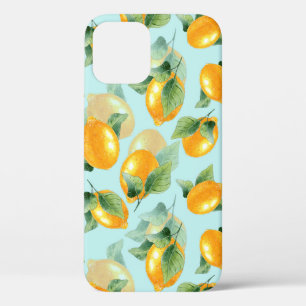 Waterverf met citroenen en bladeren. Slijpen iPhone 12 Hoesje