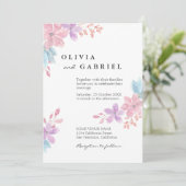 Waterverf met fijne bloemen botanische boho bruilo kaart (Staand voorkant)
