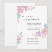 Waterverf met fijne bloemen botanische boho bruilo kaart (Voorkant / Achterkant)