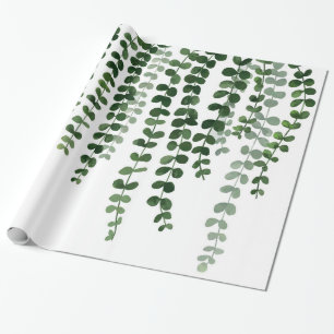 Waterverf met groene wijnstokken cadeaupapier